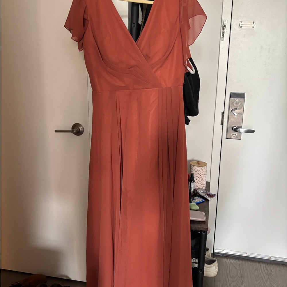 Aura Orange Red Maxi Sundress with Flutter Sleeves